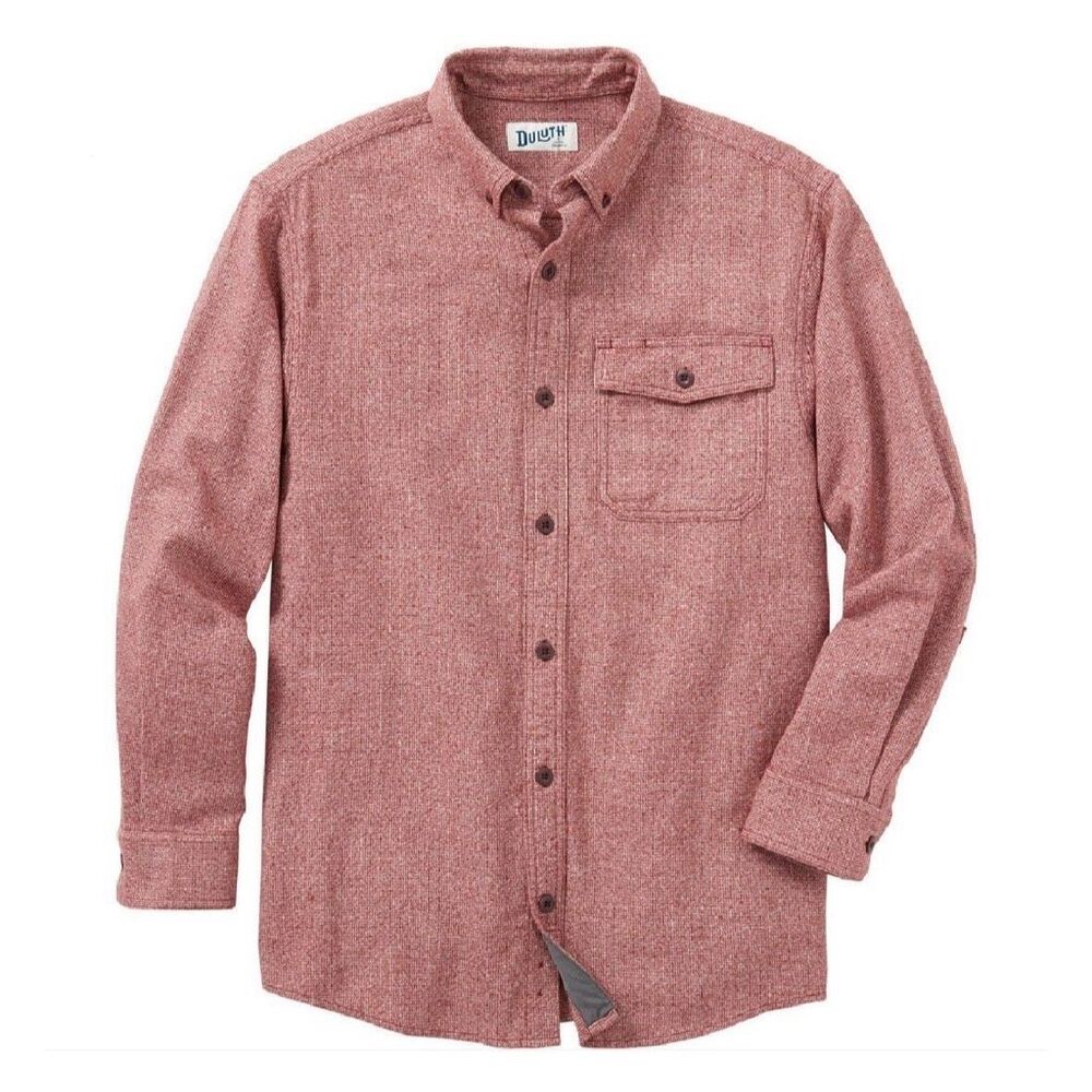 DULUTH TRADING CO Men's Free Swingin' Twist Cotton Relaxed Fit Shirt Red
